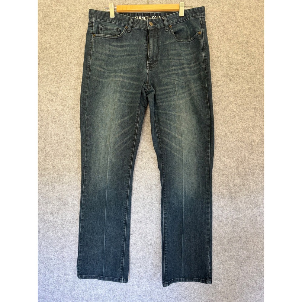 Kenneth Cole New York Mens Straight Leg Jeans Dark Wash 34x32 HITETE MFF7BDP01